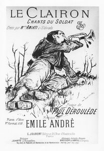 Forside af Le Clairon, Chants du Soldat, af Paul Deroulède af French School